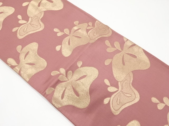 JAPANESE KIMONO / ANTIQUE FUKURO OBI / SILK / WOVEN ABSTRACT PAULOWNIA